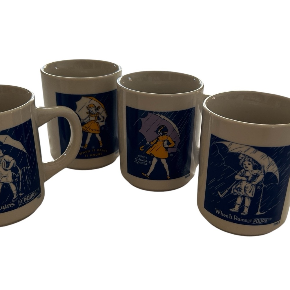 Vintage When it Rains It Pours Morton Salt Girl 1914 1921 1956 1968 Coffee Mugs - Picture 13 of 13